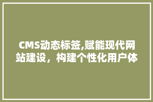 CMS动态标签,赋能现代网站建设，构建个性化用户体验