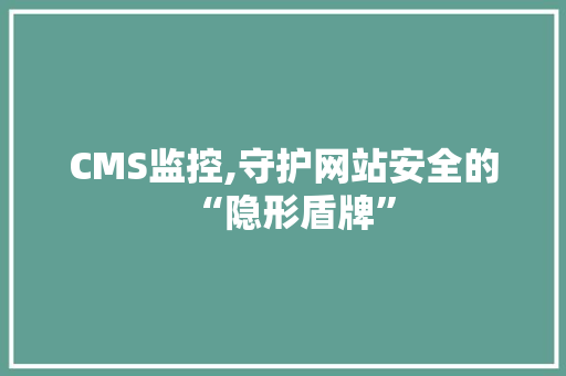 CMS监控,守护网站安全的“隐形盾牌”