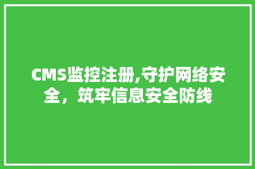 CMS监控注册,守护网络安全，筑牢信息安全防线