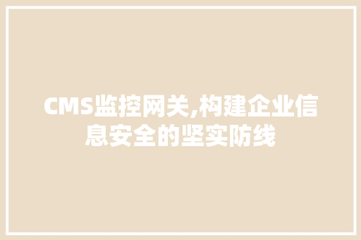 CMS监控网关,构建企业信息安全的坚实防线 英文谷歌算法