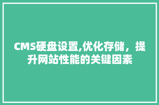 CMS硬盘设置,优化存储，提升网站性能的关键因素