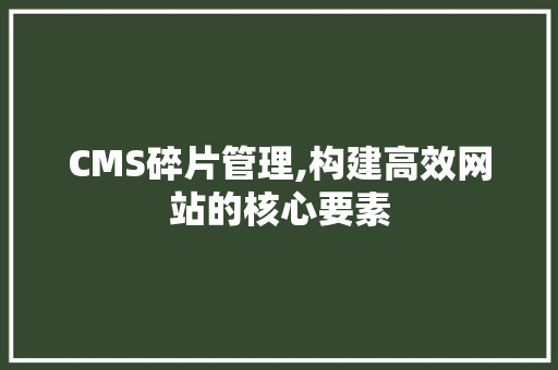 CMS碎片管理,构建高效网站的核心要素