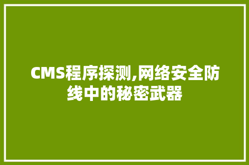 CMS程序探测,网络安全防线中的秘密武器 头条优化