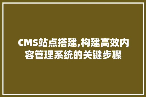 CMS站点搭建,构建高效内容管理系统的关键步骤