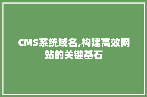 CMS系统域名,构建高效网站的关键基石