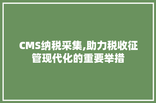 CMS纳税采集,助力税收征管现代化的重要举措