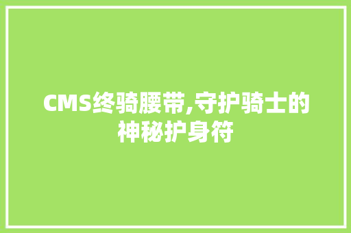 CMS终骑腰带,守护骑士的神秘护身符