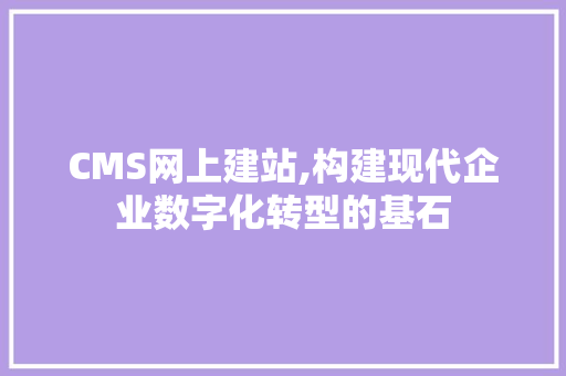 CMS网上建站,构建现代企业数字化转型的基石 英文谷歌算法