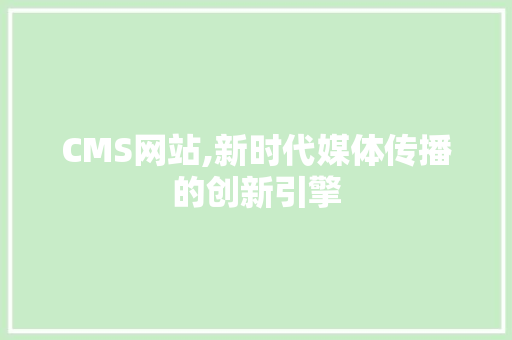CMS网站,新时代媒体传播的创新引擎 网站开发