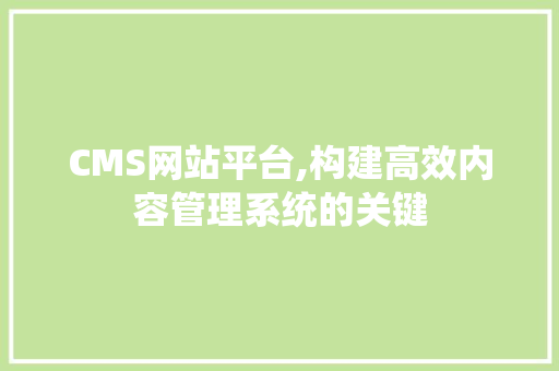 CMS网站平台,构建高效内容管理系统的关键 英文谷歌算法