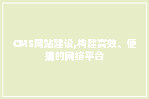 CMS网站建设,构建高效、便捷的网络平台 网站开发