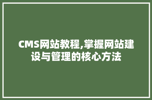 CMS网站教程,掌握网站建设与管理的核心方法 网站优化 CMS网站教程,掌握网站建设与管理的核心方法 网站优化