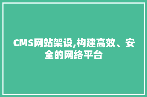CMS网站架设,构建高效、安全的网络平台 小程序开发