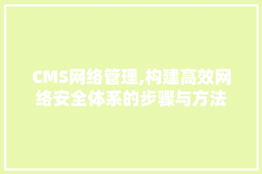CMS网络管理,构建高效网络安全体系的步骤与方法 网站优化