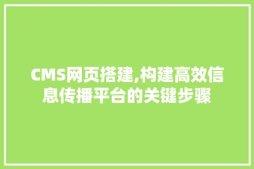 CMS网页搭建,构建高效信息传播平台的关键步骤 头条优化