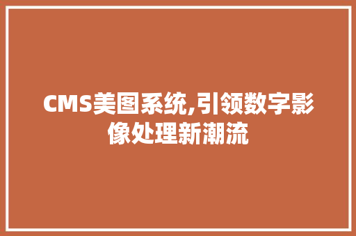 CMS美图系统,引领数字影像处理新潮流