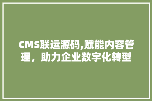CMS联运源码,赋能内容管理，助力企业数字化转型 网站优化