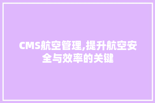 CMS航空管理,提升航空安全与效率的关键