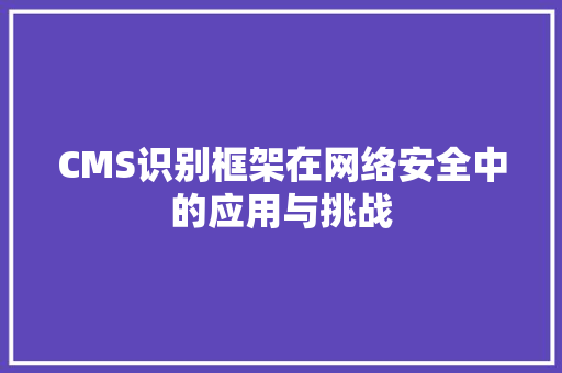 CMS识别框架在网络安全中的应用与挑战