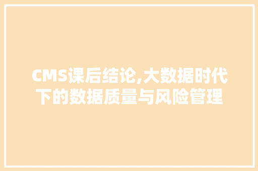 CMS课后结论,大数据时代下的数据质量与风险管理