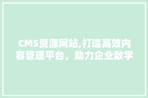 CMS资源网站,打造高效内容管理平台，助力企业数字化转型