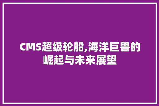 CMS超级轮船,海洋巨兽的崛起与未来展望 网站开发