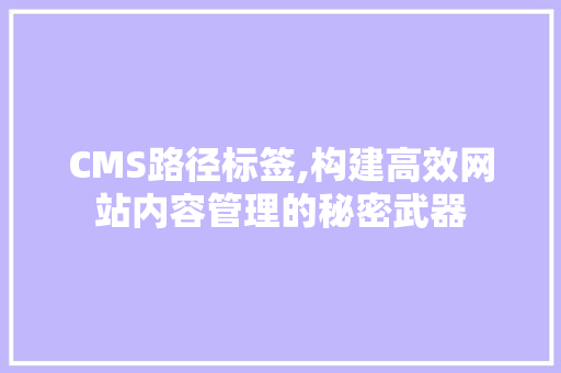 CMS路径标签,构建高效网站内容管理的秘密武器