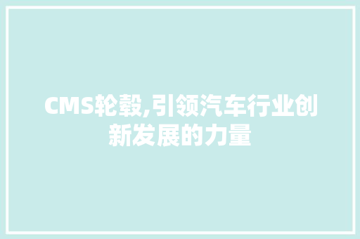 CMS轮毂,引领汽车行业创新发展的力量