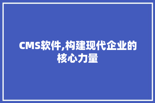 CMS软件,构建现代企业的核心力量