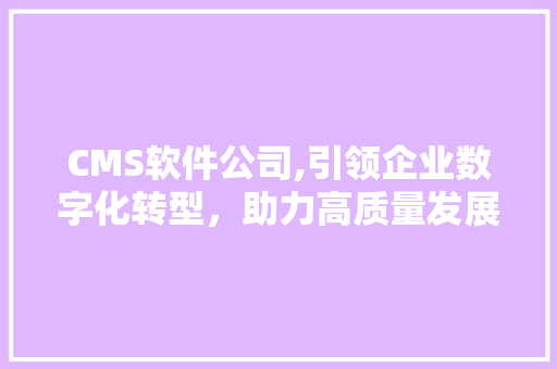 CMS软件公司,引领企业数字化转型，助力高质量发展 百度算法