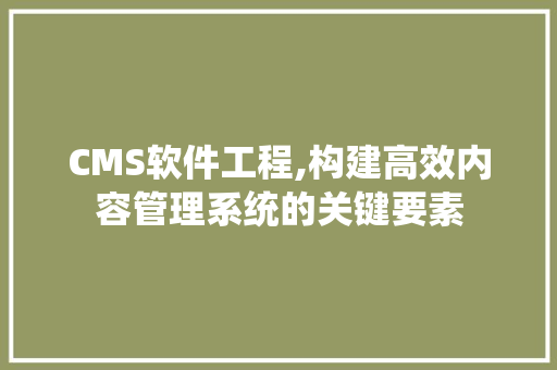 CMS软件工程,构建高效内容管理系统的关键要素
