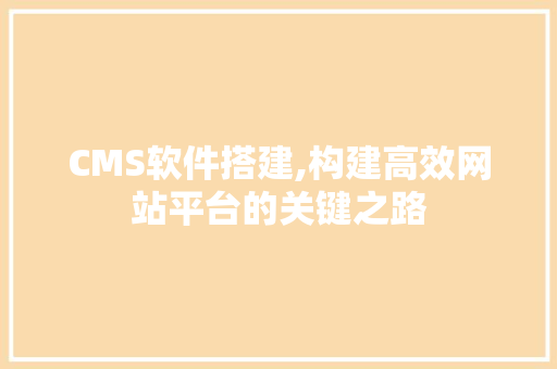 CMS软件搭建,构建高效网站平台的关键之路 头条优化