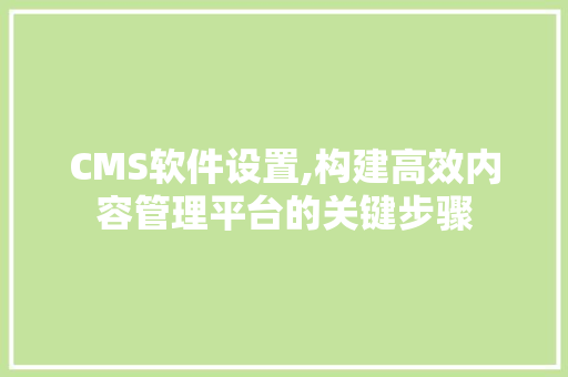 CMS软件设置,构建高效内容管理平台的关键步骤