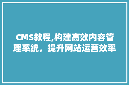 CMS教程,构建高效内容管理系统，提升网站运营效率