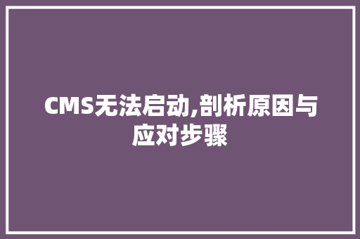 CMS无法启动,剖析原因与应对步骤