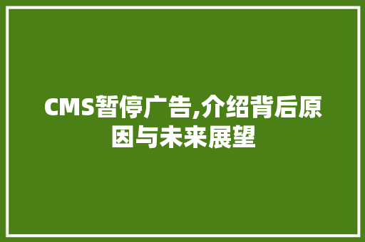 CMS暂停广告,介绍背后原因与未来展望 seo技术
