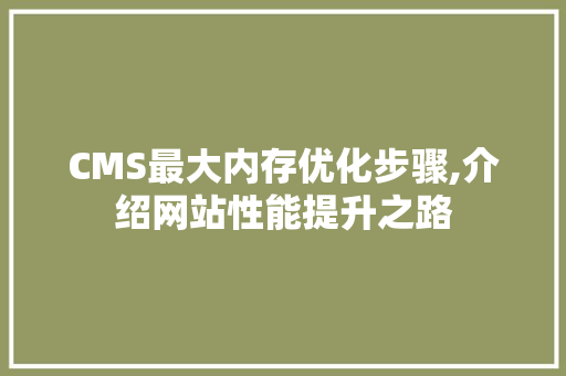 CMS最大内存优化步骤,介绍网站性能提升之路
