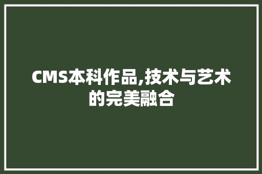 CMS本科作品,技术与艺术的完美融合