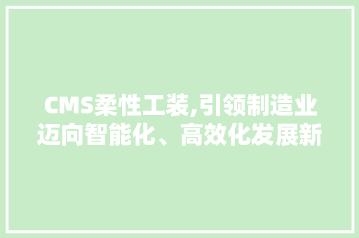 CMS柔性工装,引领制造业迈向智能化、高效化发展新篇章