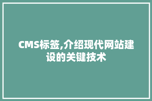 CMS标签,介绍现代网站建设的关键技术
