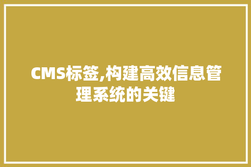 CMS标签,构建高效信息管理系统的关键