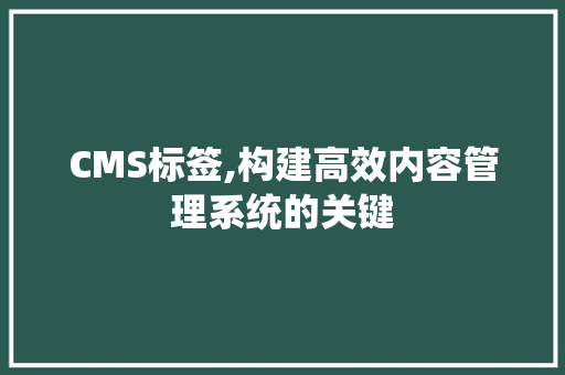 CMS标签,构建高效内容管理系统的关键