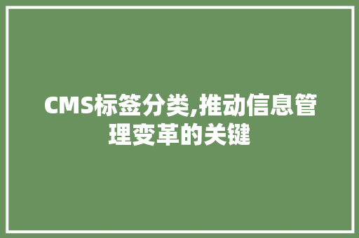 CMS标签分类,推动信息管理变革的关键