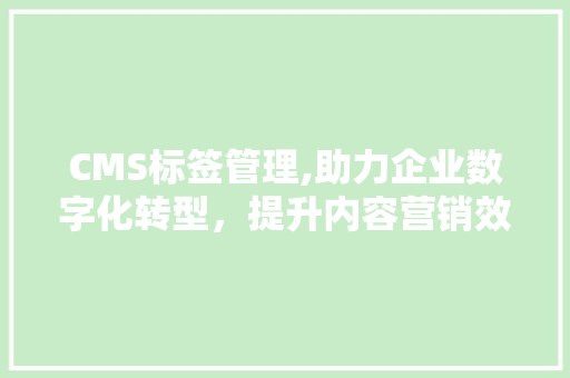 CMS标签管理,助力企业数字化转型，提升内容营销效果