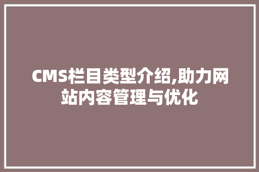 CMS栏目类型介绍,助力网站内容管理与优化 英文谷歌算法
