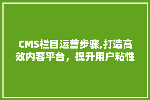 CMS栏目运营步骤,打造高效内容平台，提升用户粘性 seo技术