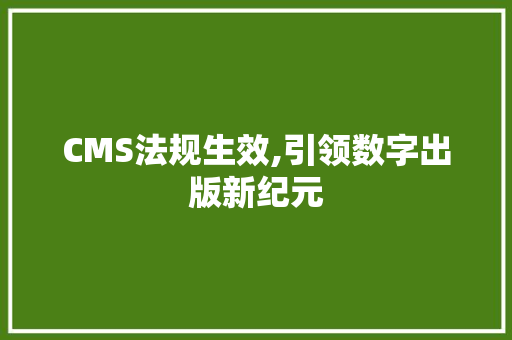 CMS法规生效,引领数字出版新纪元 网站优化
