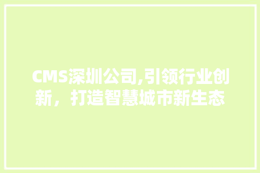 CMS深圳公司,引领行业创新，打造智慧城市新生态