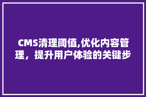 CMS清理阈值,优化内容管理，提升用户体验的关键步骤
