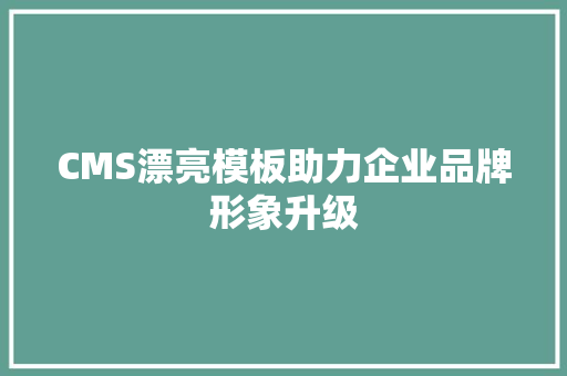 CMS漂亮模板助力企业品牌形象升级